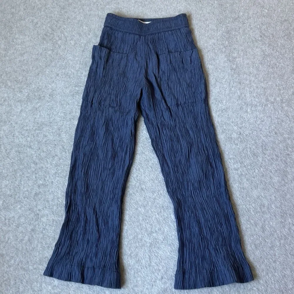 Zara Girls Flare Pants Size 6 Blue Crinkle Pullover Beige Long Sleeve Top Bundle